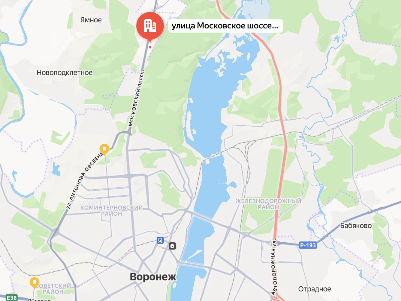 Карта проезда: г. Воронеж, п. Солнечный, Московское шоссе, 30